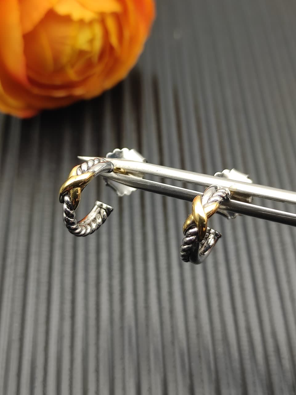 David Yurman Elsa Peretti® Sterling Silver and 18K Yellow Gold X Earrings